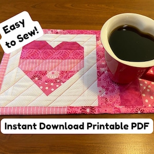 Heart Mug Rug Pattern: Valentine's Day or Mother's Day Sewing Project (PDF Download)