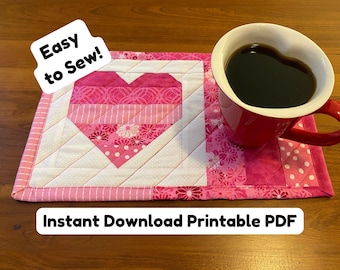 Heart Mug Rug Pattern: Valentine's Day or Mother's Day Sewing Project (PDF Download)
