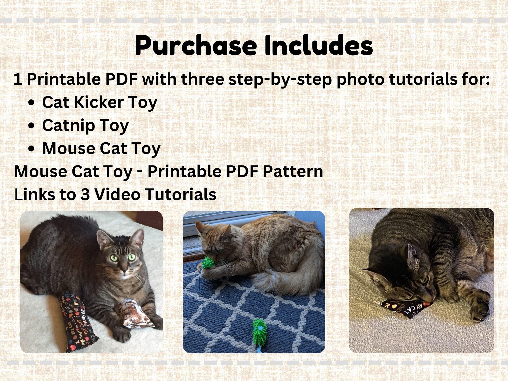 3 Easy Cat Toys Pattern PDF, Easy Cat Kicker Toy, Scrap Fabric Catnip ...