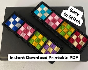 Nine Patch Bookmark Pattern – Plastic Canvas Bookmark PDF Tutorial + Printable Chart