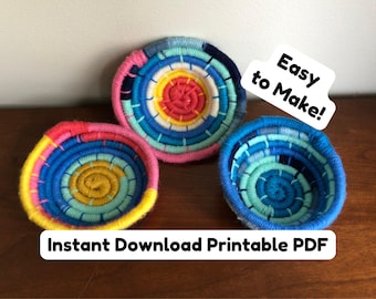 Yarn Coil Basket Pattern PDF, Clothesline Basket Tutorial, Rope Basket, DIY Storage Basket