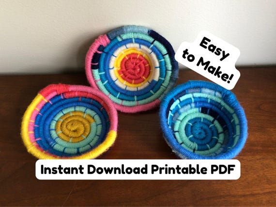 Yarn Coil Basket Pattern PDF, Clothesline Basket Tutorial, Rope Basket, DIY Storage Basket