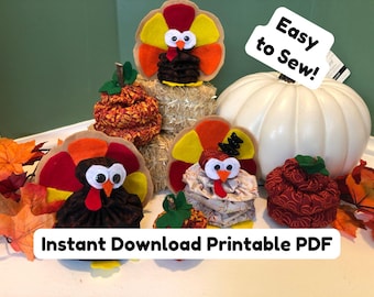 How to make Fabric Yo-yo Pumpkin & Turkey - PDF Download