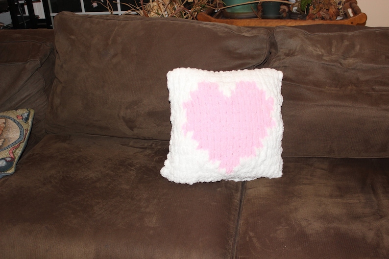 Learn to Make a Heart Pillow loop Yarn Project PDF Etsy