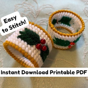 DIY Christmas Napkin Rings with Plastic Canvas Tutorial & Pattern - PDF Download