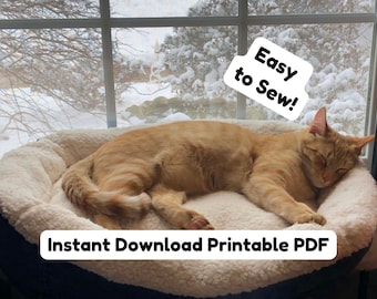 DIY Pet Bed Pattern PDF, Dog Bed Sewing Tutorial, Cat Bed with Sides, Bolster Pet Bed Sewing Pattern (PDF Download)