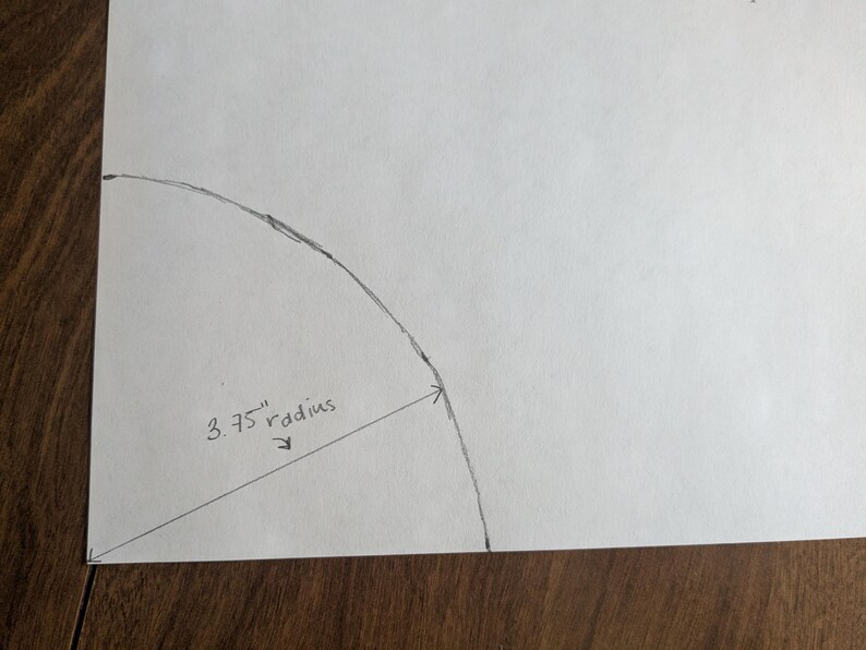 Tutorial Step Photo:  Showing drawing of updated brim piece in progress.