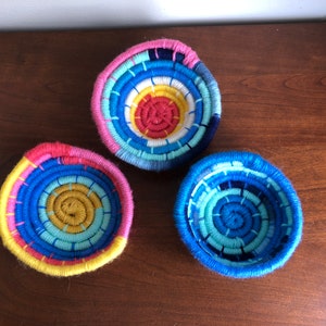 Finished yarn coil baskets