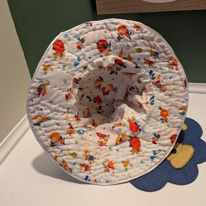 Slouchy Patchwork Hat view of lining and underneath.