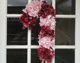 Christmas Candy Cane Rag Wreath Tutorial - PDF Download