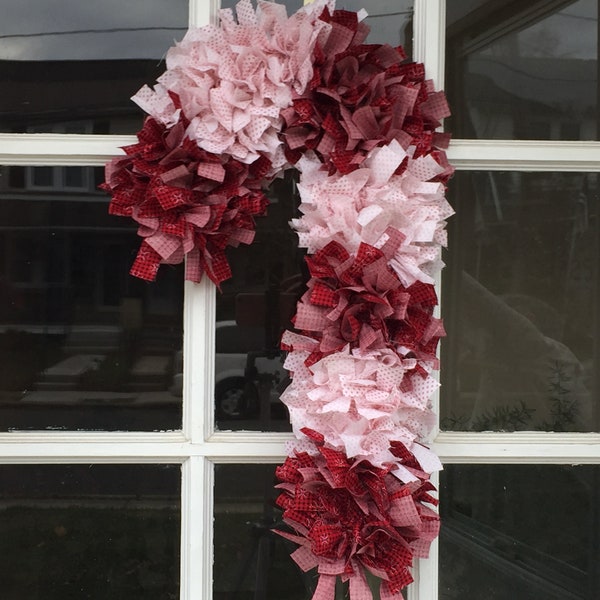 Christmas Candy Cane Rag Wreath Tutorial - PDF Download