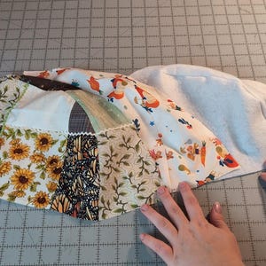 Tutorial Step Photo: Showing side and triangle pieces sewn together.