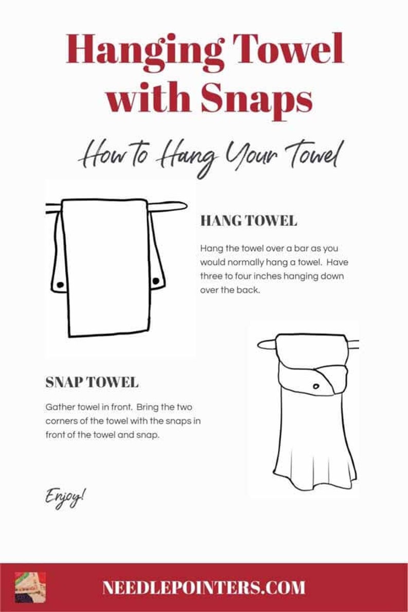 Included with purchase a handy instruction sheet to show how to hang the towels. Perfect when giving towels as gifts!