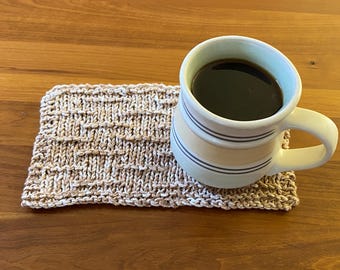 Farmhouse Inspired Knitted Mug Rug Pattern - PDF Download