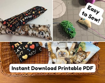 3 Easy Cat Toys Pattern PDF, Easy Cat Kicker Toy, Scrap Fabric Catnip Toy, Mouse Cat Toy Instant Download PDF