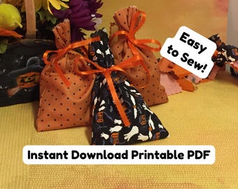 DIY Halloween Treat Bag Sewing Pattern – Small Fabric Goodie Bag - PDF Tutorial