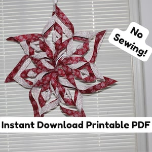 No-Sew Fabric Snowflake Ornament Pattern – DIY 3D Christmas Decoration PDF Tutorial