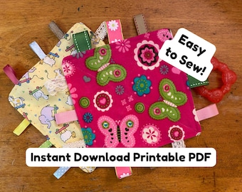 DIY Crinkle Tag Toy Pattern PDF – Baby Sensory Toy Sewing Tutorial – Easy Beginner Project