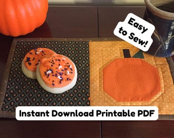Pumpkin Mug Rug Sewing Pattern – DIY Fall Quilt PDF Tutorial