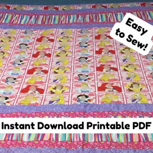 Easy Strip Quilt Pattern PDF Download | Stripe Quilt Pattern | Beginner Quilt Tutorial | Fast Baby Quilt | Printable PDF + Video Tutorial