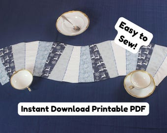 Wavy Table Runner Pattern PDF, 10 Degree Table Runner Tutorial, Quilted Table Runner Pattern, DIY Home Decor