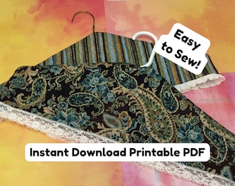 Clothes Hanger Cover Pattern PDF, DIY Hanger Cover Sewing Tutorial, Fabric Hanger Cover, Closet Sewing Project