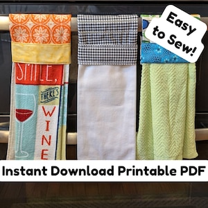 DIY Hanging Kitchen Towel Pattern PDF Download | No Snaps or Buttons | Easy Sewing Project | Gift Tags + Bonus Video | Towel Topper Tutorial