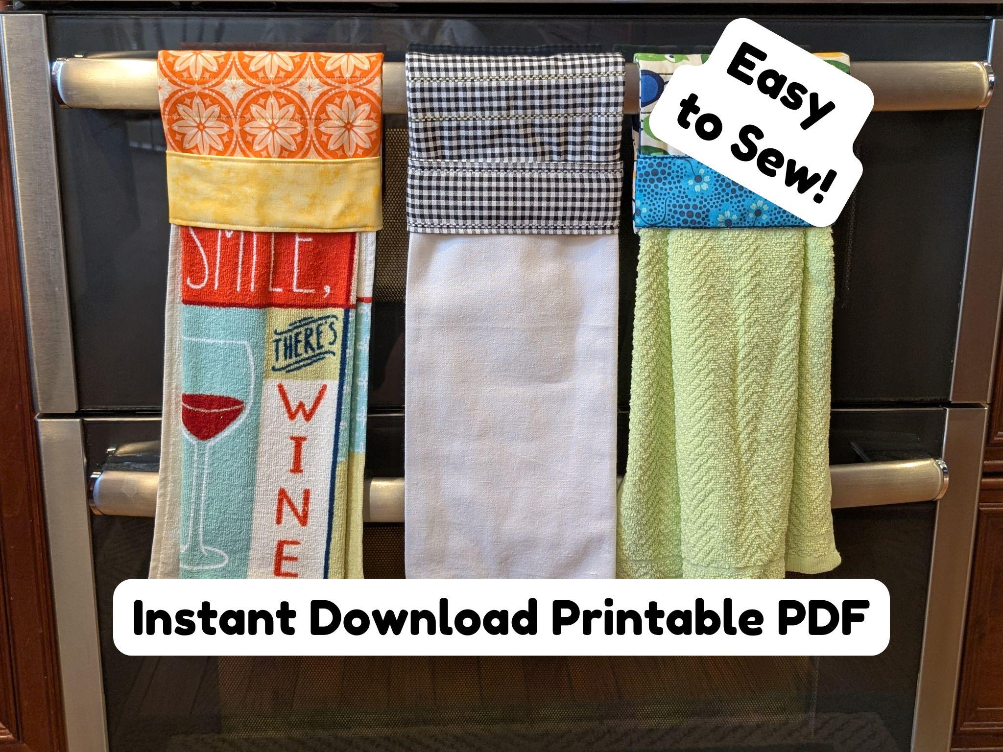 DIY Hanging Kitchen Towel Pattern PDF Download | No Snaps or Buttons | Easy Sewing Project | Gift Tags + Bonus Video | Towel Topper Tutorial