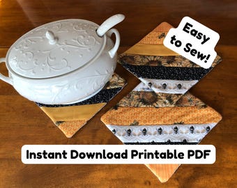 How to make String Pieced Potholders (Quilted Potholder) - PDF Download