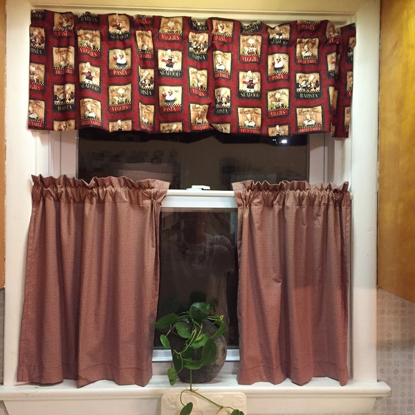 How to Sew Simple Kitchen Cafe Curtains and Valance Curtains Tutorial - PDF Download