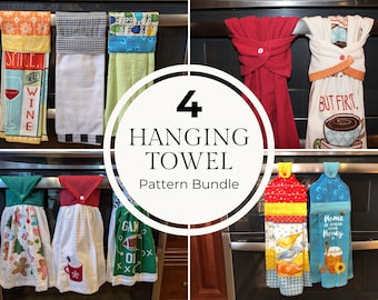 Hanging Kitchen Towel Pattern Bundle - 4 Easy Sewing Projects with Gift Tags | PDF Download