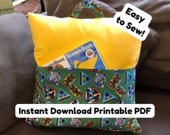 Reading Pillow Sewing Tutorial: DIY Book Pocket Pillow Pattern - 5 sizes, Handle & Two Back Styles (PDF Download)