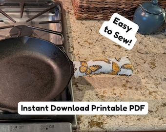 Cast Iron Skillet Handle Cover Tutorial PDF, 3 Sizes, Heat Resistant Handle Cover Pattern & Gift Tags