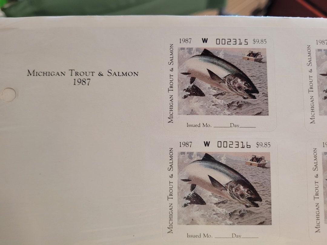 1987 Michigan Trout & Salmon Stamps Sheet of 10 Mint Condition Etsy