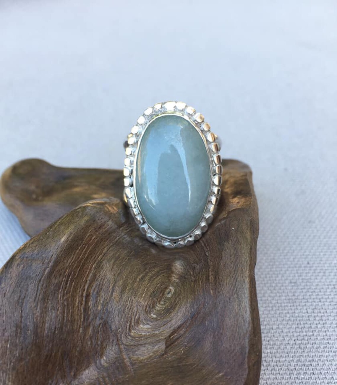 Sky Blue Jade Ring and Its Clovers Silver 925 Etsy