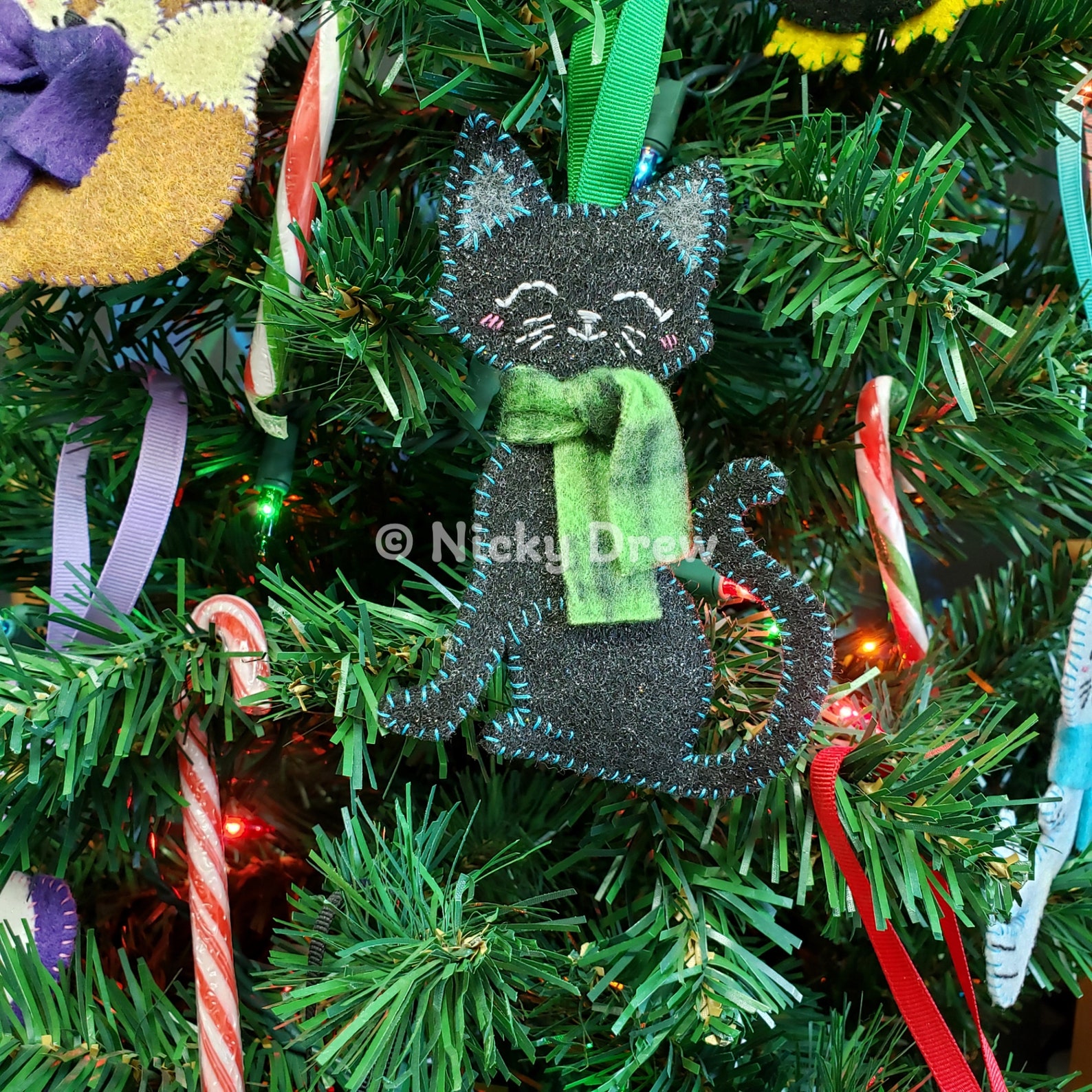 Felt Black Cat Handmade Christmas Tree Ornament Holiday - Etsy