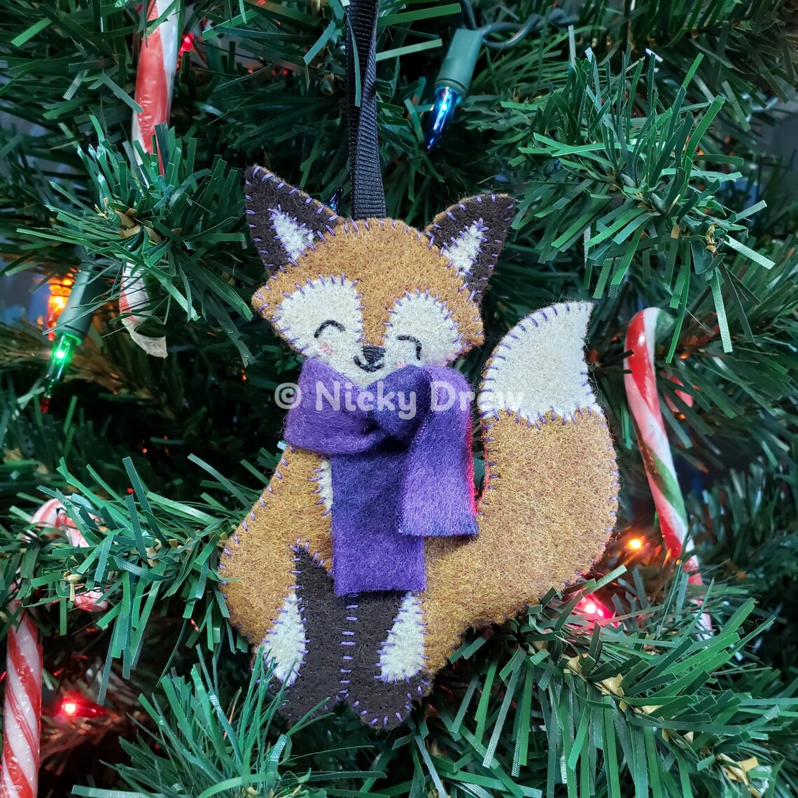 Handmade Felt Finley the Festive Fox Hanging Decoration main image 0