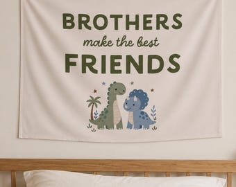 Dinosaur Bedroom Decor, Brothers Make the Best Friends Wall Hanging, Sibling Nursery, Dino Playroom Art