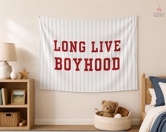 ¡Viva la infancia! Pancarta de béisbol, decoración de pared para habitación infantil, adorno colgante de béisbol para dormitorio, letrero deportivo vintage para guardería, arte de pared para sala de juegos.
