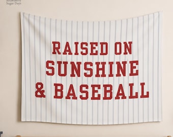 Decoración de pared infantil con temática de béisbol, arte vintage de béisbol, bandera grande para habitación de niño.