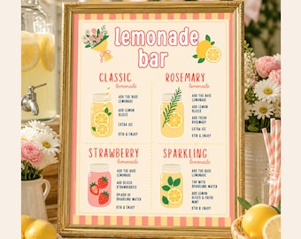 Letrero para barra de limonada, decoración imprimible para fiesta de recién graduados, letrero para bebidas de limonada sin alcohol