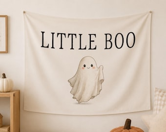 Decoración de pared infantil de Halloween, linda decoración de octubre, tapiz Little Boo