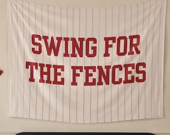 Decoración de pared de béisbol, arte americano para dormitorio de niños, letrero "Swing for the Fences"