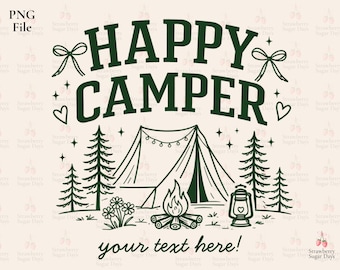 PNG personalizado de Happy Camper, diseño de camiseta de campamento personalizada, descarga de PNG de Tropa