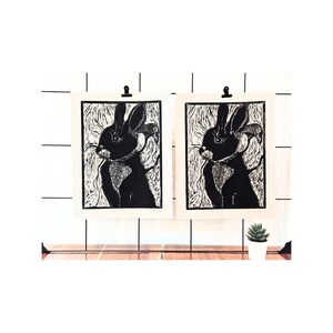 Fae Bun Magical Bunny Print – White or Black Paper – Hand Printed ...