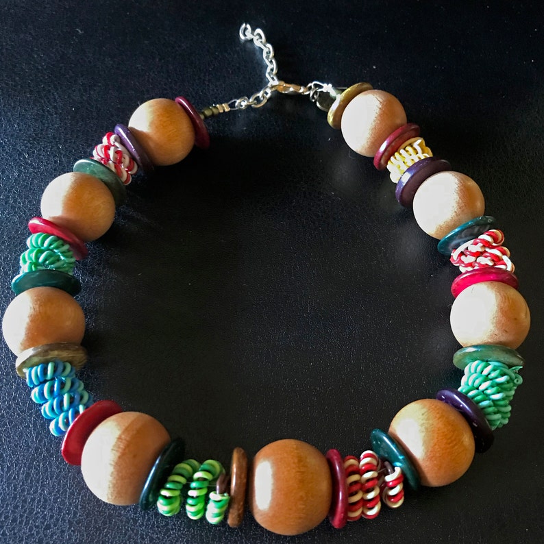 Chunky Bib Choker Statement Choker Chunky Choker Large Bead Choker Statement Bib Choker Boho Chic 15 inch Choker