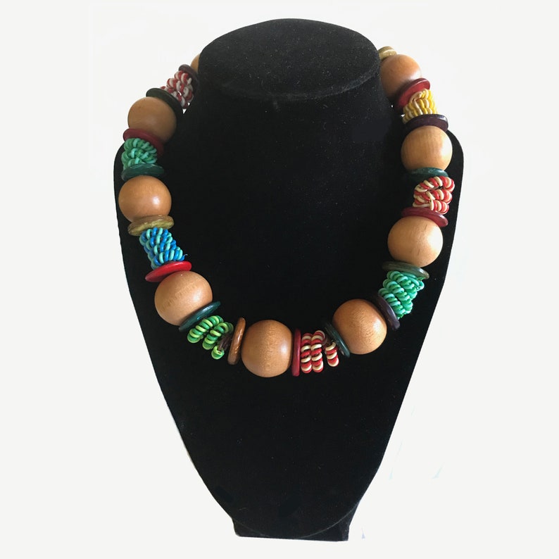 Chunky Bib Choker Statement Choker Chunky Choker Large Bead Choker Statement Bib Choker Boho Chic 15 inch Choker