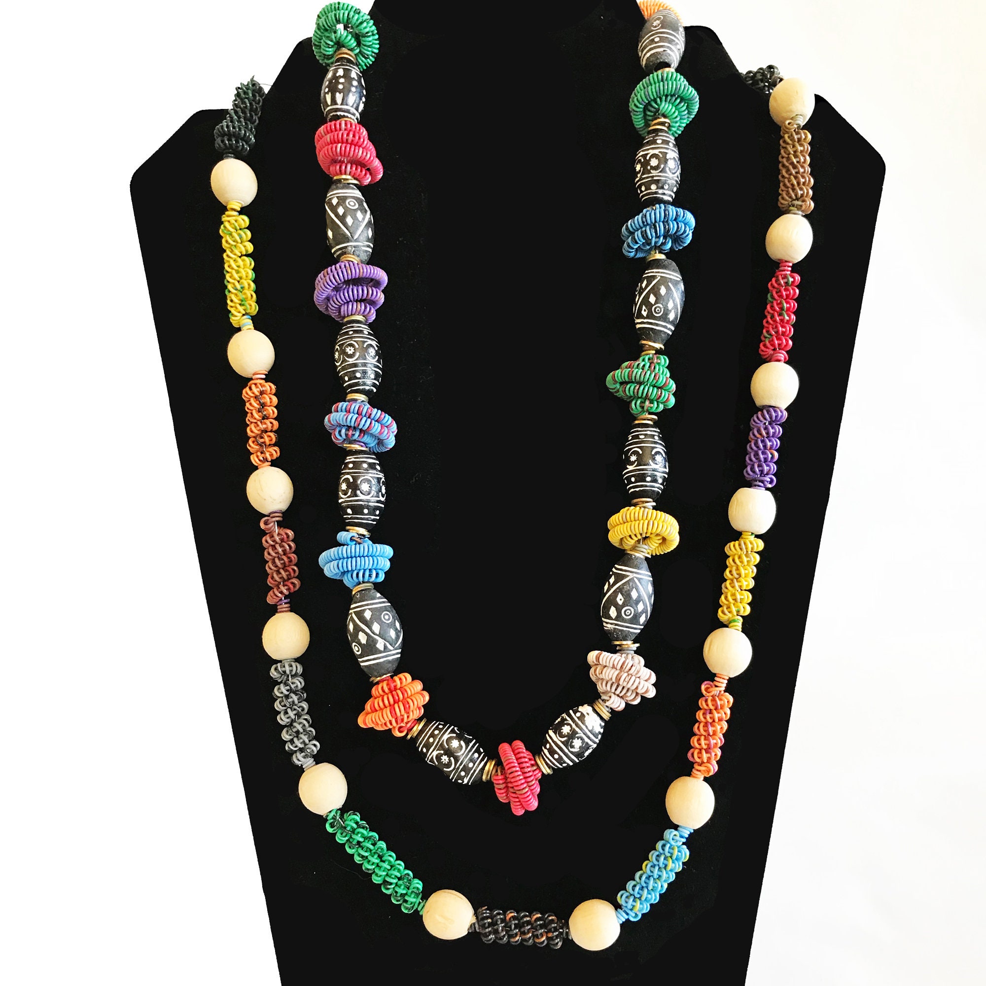 Long Colorful Necklace, Lightweight Colorful Necklace, Unique Necklace