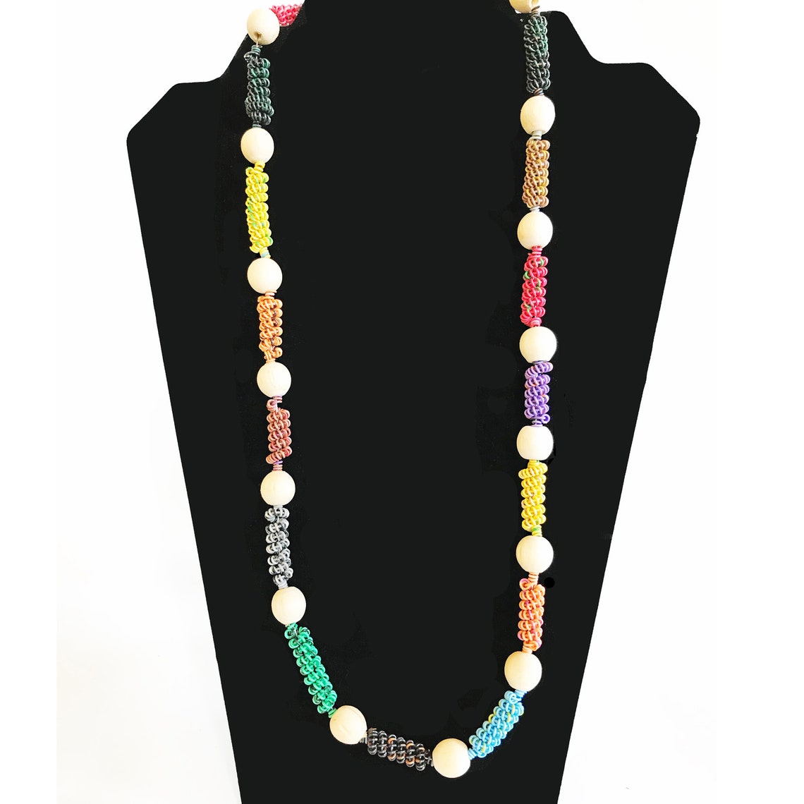 Long Colorful Necklace, Lightweight Colorful Necklace, Unique Necklace