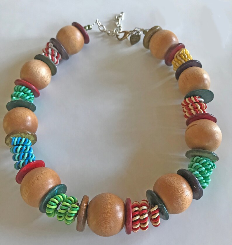 Chunky Bib Choker Statement Choker Chunky Choker Large Bead Choker Statement Bib Choker Boho Chic 15 inch Choker